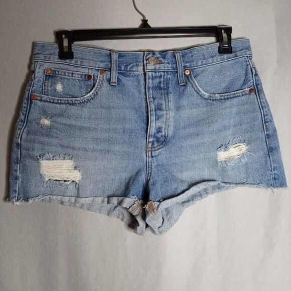 Madewell Denim Shorts Womens 28 Junior Relaxed Button Fly Distressed Casual Y2K - Picture 1 of 6